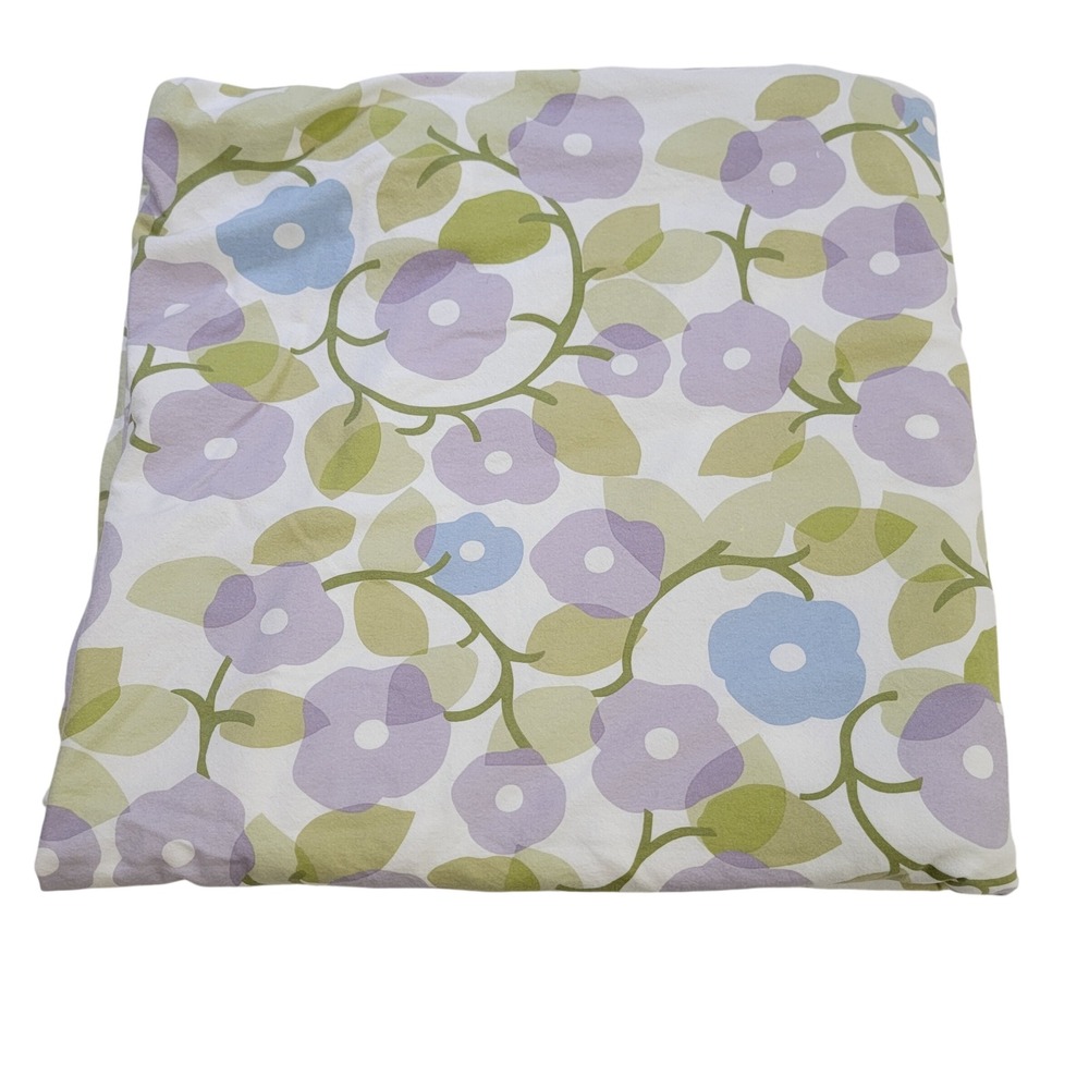 Garnet Hill 100% Supima Cotton Flannel Queen Duvet Cover Floral Made in Portugal